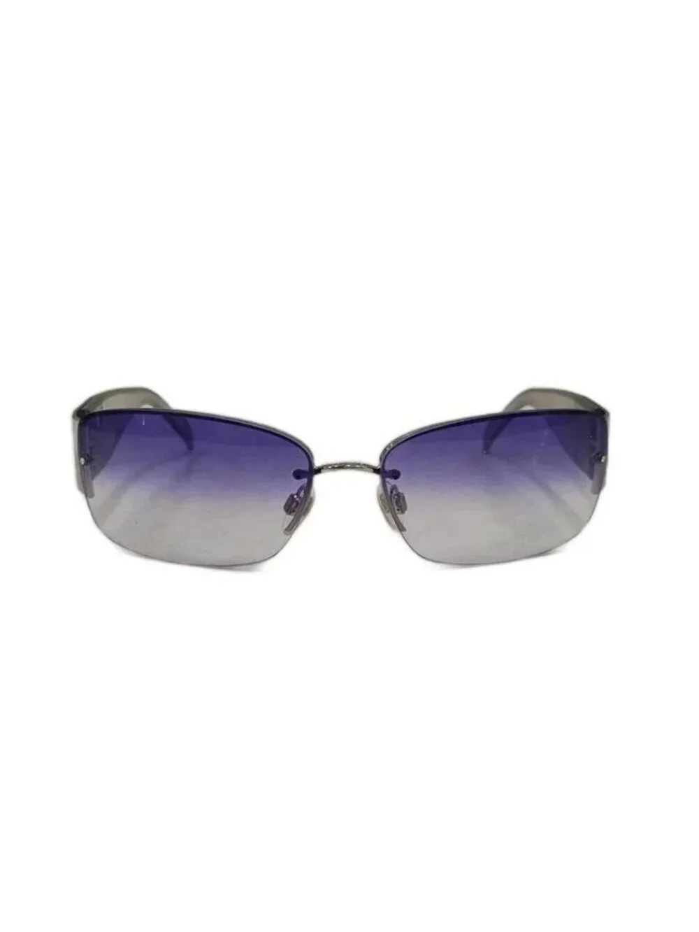 Chanel CC Logo Sunglasses Rhinestone Purple Silver Color an Eyewear
